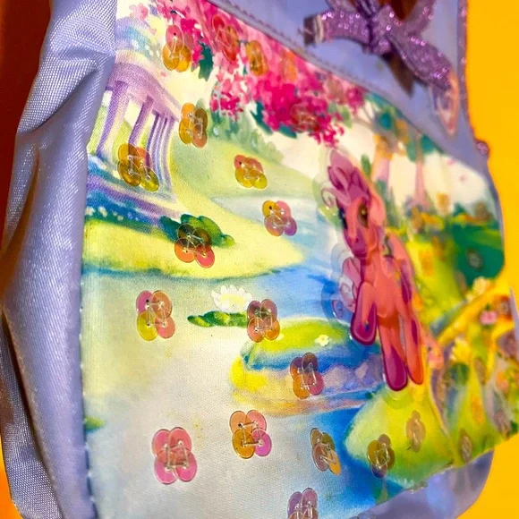 MY LITTLE PONY NWOT VINTAGE 2004 MINI HAND BAG EMBOSSED, SEQUINS, LAVENDER - Picture 3 of 15